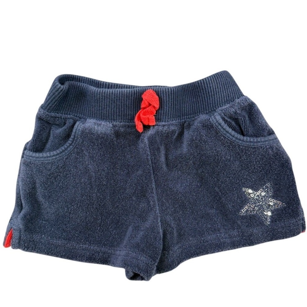 Koala Kids Navy Blue Terry Cloth Star Shorts 12 Months Glitter Star Pockets
